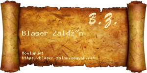 Blaser Zalán névjegykártya